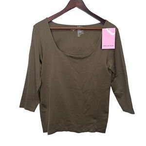 Avec Les Filles Green Scoop Neck 3/4 Sleeves Size Large XL`